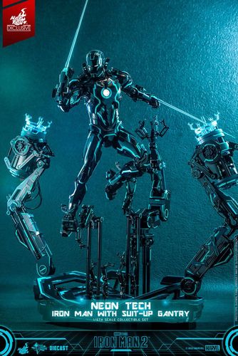Iron Man 2 Figura 1/6 Neon Tech Iron Man with Suit-Up Gantry 32 cm - Imagen 4