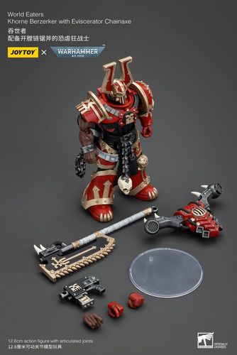 Warhammer 40k Figura 1/18 World Eaters Khorne Berzerker with Eviscerator Chainaxe 13 cm - Imagen 2