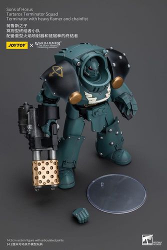 Warhammer The Horus Heresy Figura 1/18 Tartaros Terminator Squad Terminator With Heavy Flamer And Chainfist 12 cm - Imagen 2