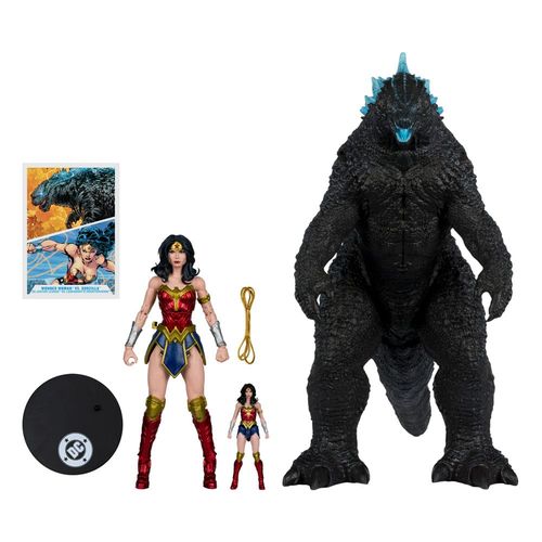 DC Justice League Monsterverse DC Multiverse Pack de 2 Figuras Wonder Woman Vs. Atomic Blast Godzilla 18 cm - Imagen 2