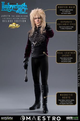 Labyrinth Jareth The Goblin King 1/6 Action Figure Deluxe Edition Gold - Imagen 7